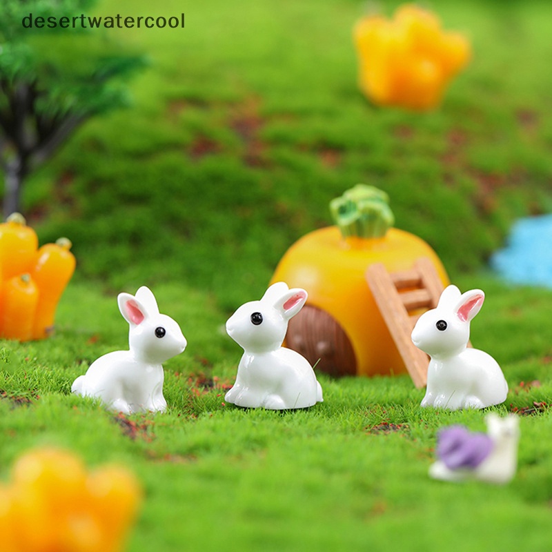 Deid5/10pcs Miniatur Taman Patung Kerajinan Lucu Dekorasi Taman Resin Bunnies Martijn