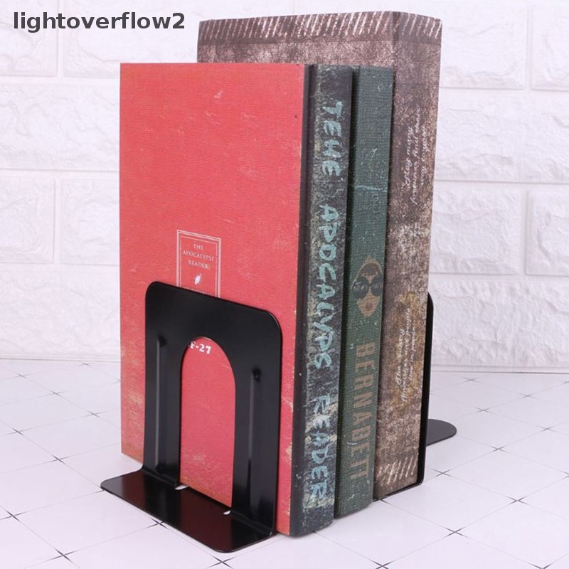 [lightoverflow2] 2pcs Logam Hias Bookend Majalah Organizer Holder Kantor Standing Bookend Desktop Bookends Heavy Duty Book Holder [ID]