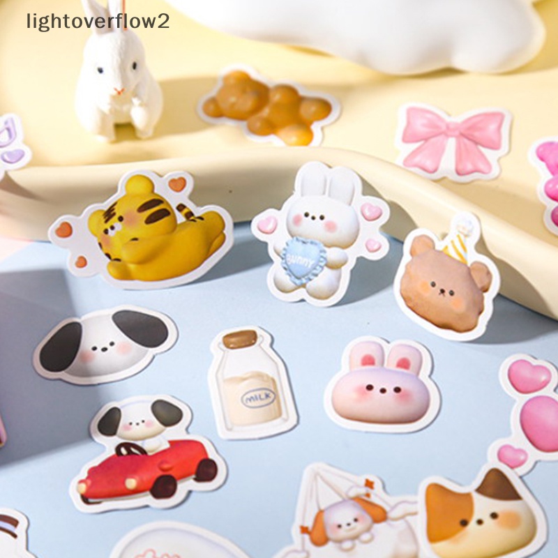[lightoverflow2] 50pcs Kawaii Marshmallow Animal Stiker Hias Bahan Scrapbooking Label Diary Stationery Album Telepon Journal Planner [ID]