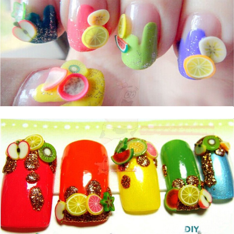 Kreatif Kecil Segar 3D Buah Bentuk Nail Art Payet/Wanita Kepribadian Buah Warna-Warni Kuku Stiker/DIY Manicure Dekoratif Aksesoris