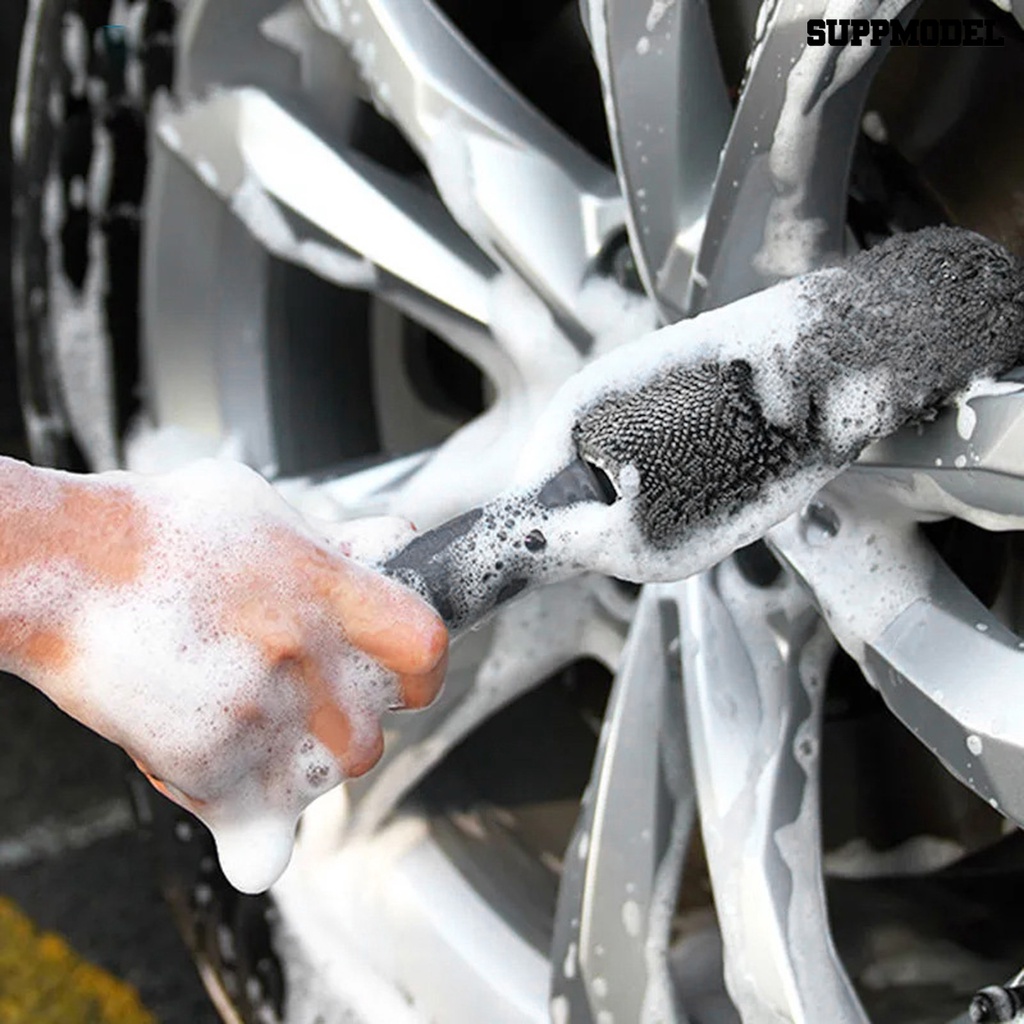 [SM Otomatis] Sikat Ban Lembut Gagang Panjang Desain Gantung Microfiber Wheel Wash Cleaning Brush Tire Rim Detailing Brush Aksesoris Mobil