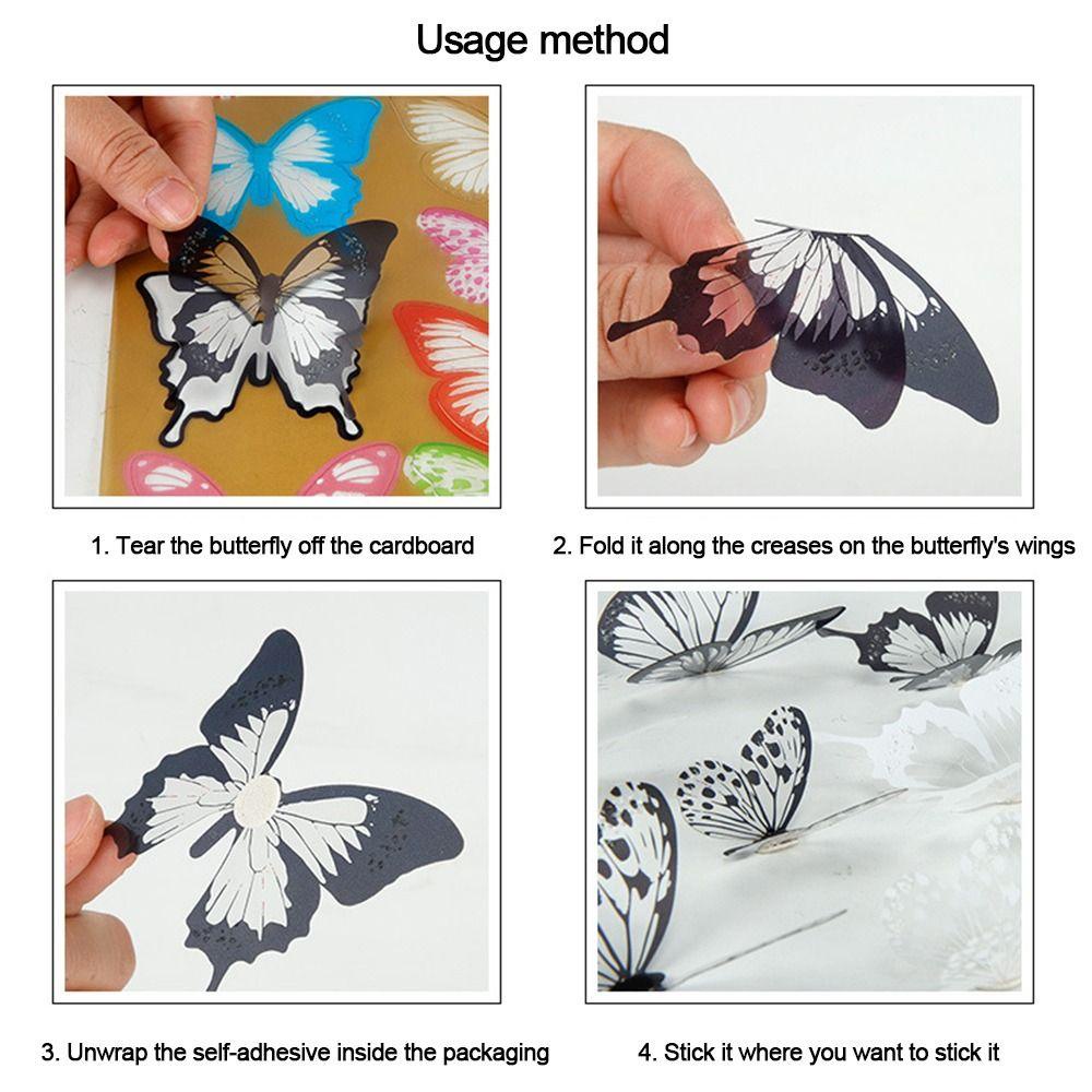 R-FLOWER 3piece Stiker Dinding 3D Hot Sale DIY Mariposas Dekorasi Kamar Home Decor