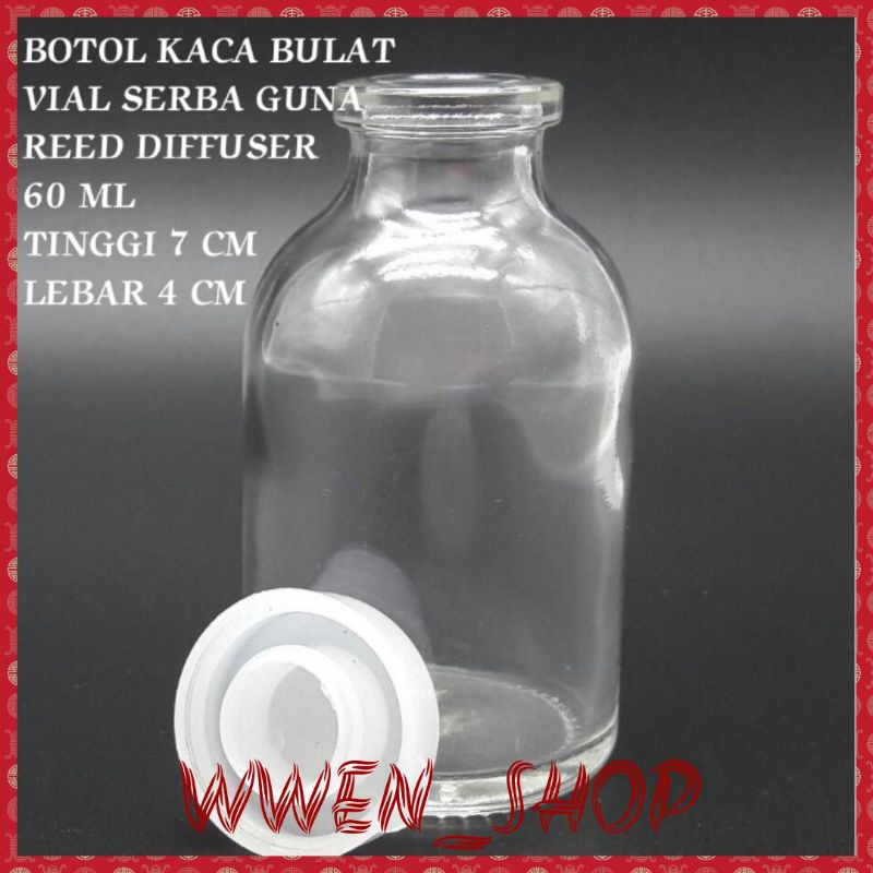 Botol Kaca Vial 60 ml l Tutup Plastik / reed diffuser / Tutup Plastik