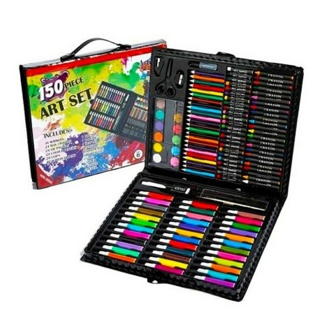 

ARS04 Crayon Art Set 150 PCS Peralatan Gambar Lukis Pensil Warna Alat Tulis - BLACK