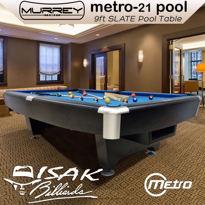 Murrey Metro-21 STD 9 ft Slate Pool Table Meja Billiard Biliar 9 feet - Ekonomis