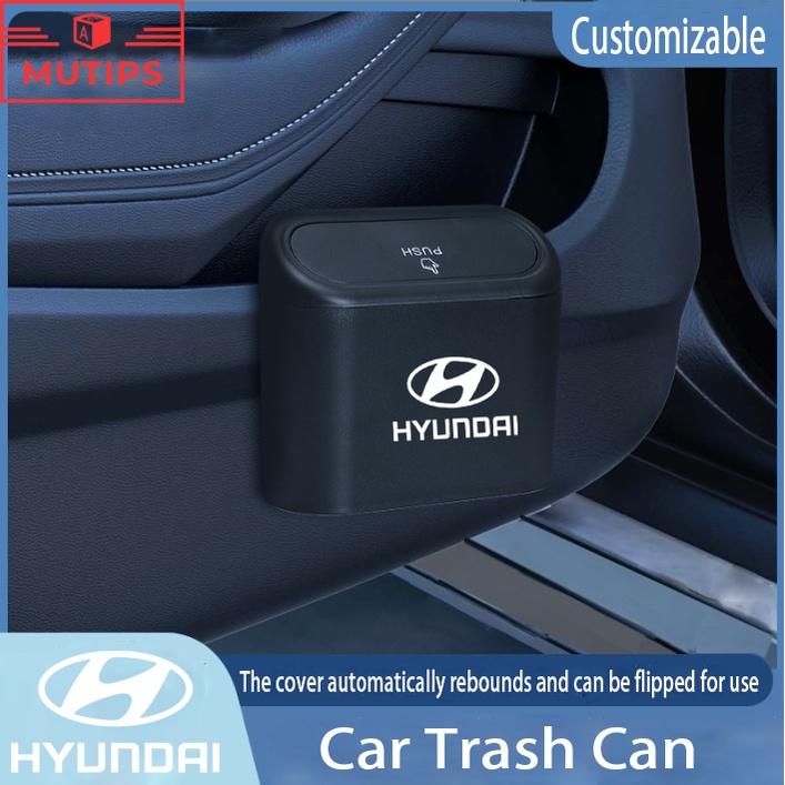 Hyundai Tempat Sampah Mini Portable Mobil Gantung Tutup Flip Dustbin Back Seat Waterproof ABS Storage Box Organizer Untuk Grand i10 Kona Tucson Creta Stargazer Ioniq Aksen Palisade H1