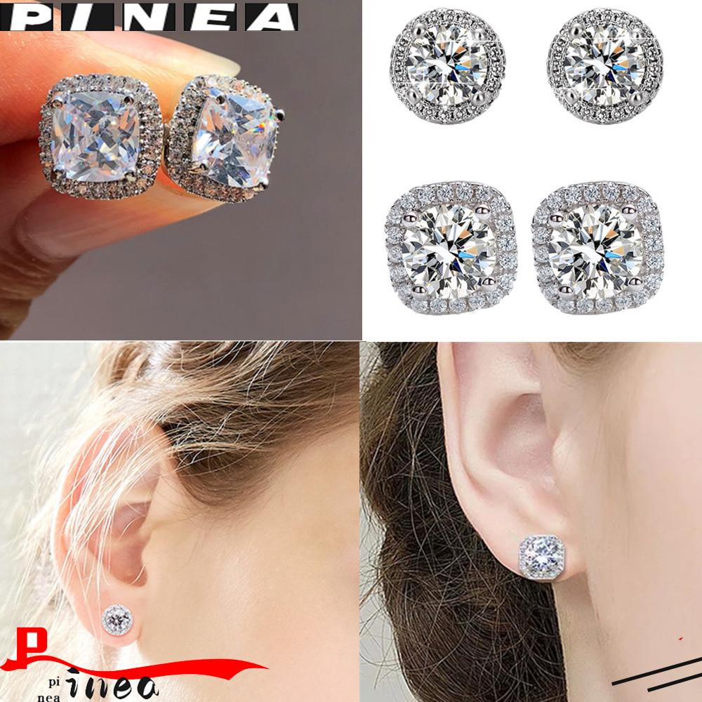 Anting Pejantan Kristal Nanas Baru Laris Perhiasan Pernikahan Mewah Bulat Kotak Zirkon Batu