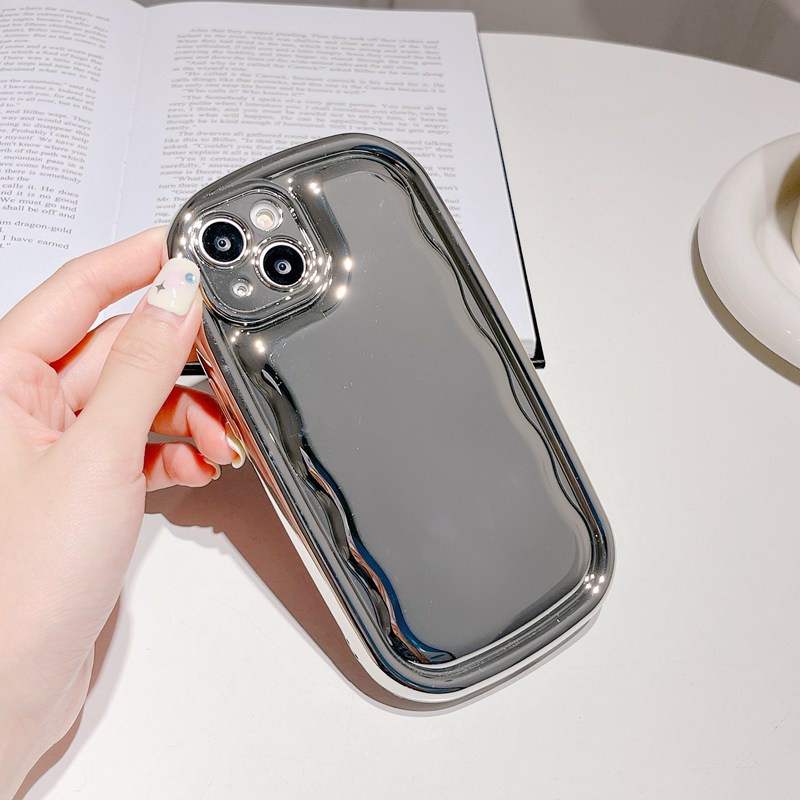 Air bag Cream Mirror Silver electroplate Phone Case for IPhone 11 13 12 14 PRO Max Make up Phone Case for Women Girl