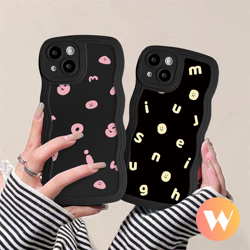 Ins Couple Simple Cartoon Alphabet Smile Case for Infinix Hot 10s 10 8 12 Pro 20 12i 11s 9 10Lite 20s Note 12 G96 10 Pro Hot 12 10 9 11 Play Smart 4 5 6 Plus Wavy Edge Soft Cover