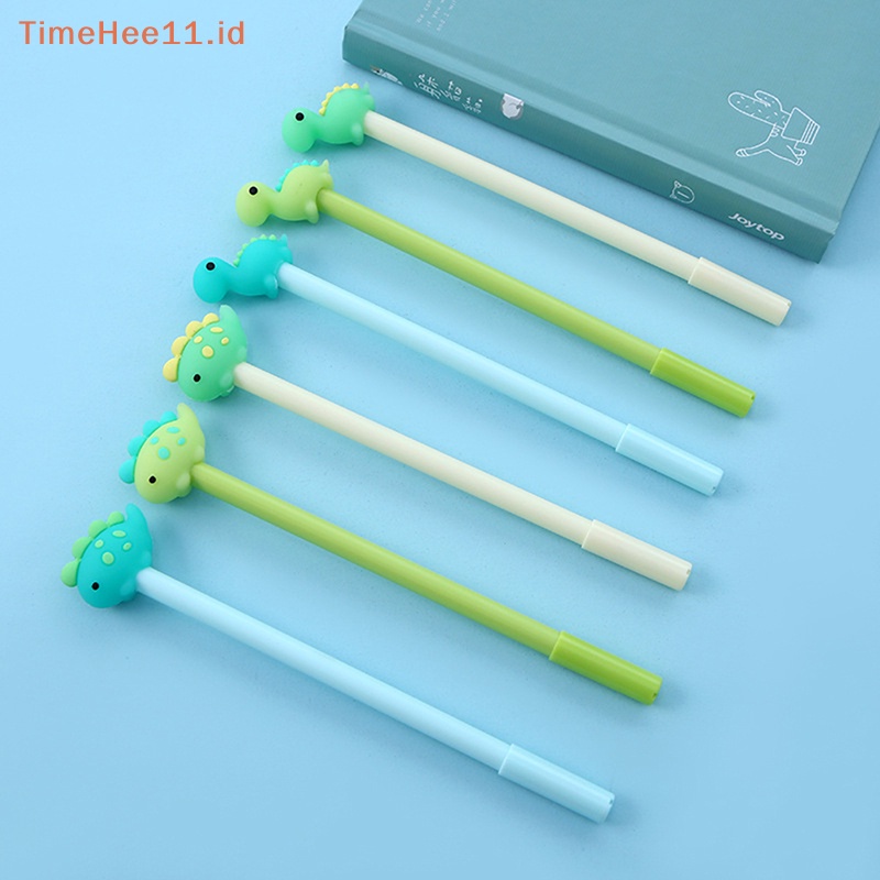 Timehee 1PCS Warna Acak 0.5mm Lucu Kartun Silikon Dinosaurus Gel Pena Siswa Sig Kreatif Alat Tulis Perlengkapan Sekolah ID