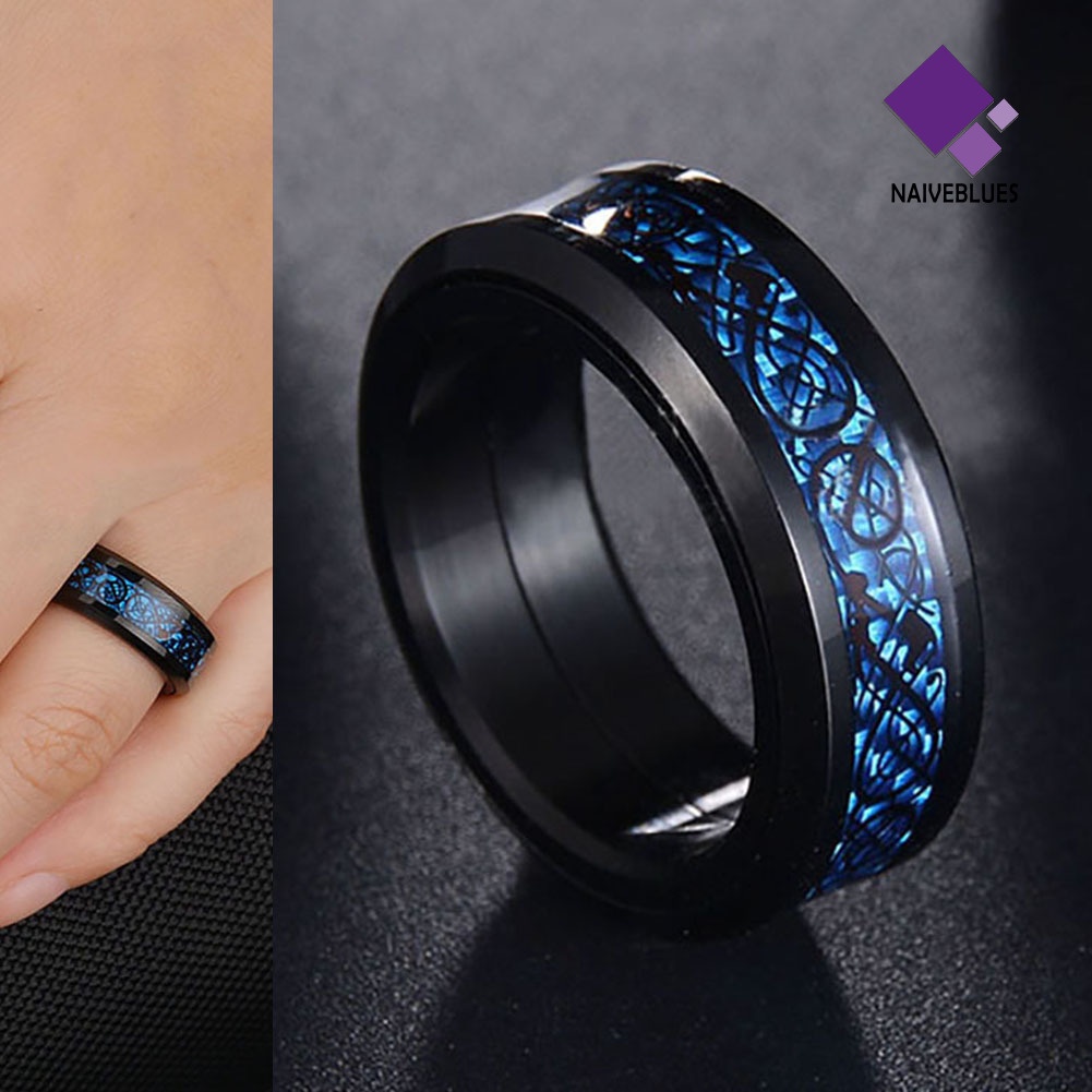 &lt; Naiveblues &gt; Naga Berputar Lapisan Ganda Cincin Stainless Steel Pria Punk Perhiasan Hadiah