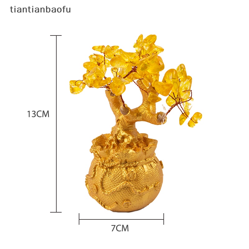 [tiantianbaofu] Pohon Uang Kristal Alami Pohon Keberuntungan Feng Shui Money Tree Home Decor Boutique