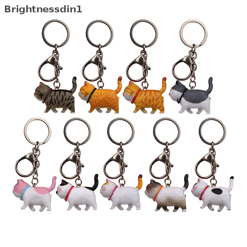 [Brightnessdin1] Gantungan Kunci Liontin Kucing Kartun Lucu Kitten Cat Key Chain Shake Head Bag Keychains Boutique