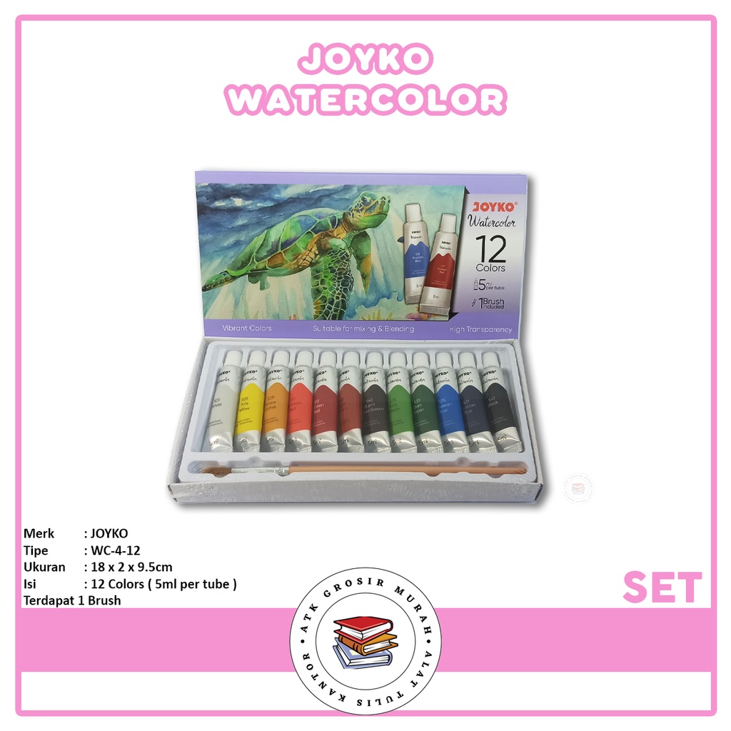

JOYKO - Water Color WC-4-12 -Cat Air 12 Warna - Set