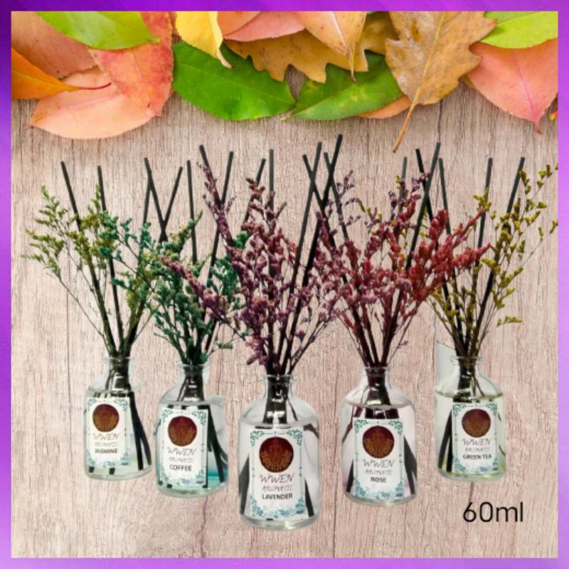 Aroma Bunga Reed Diffuser Pengharum Pewangi Ruangan Aromatherapy 60ml Pewangi Ruangan Motif Bunga Banyak Varian Terlaris Terlengkap Bahan Essential Oil Aroma Terapi Ruangan Cair Harga Termurah