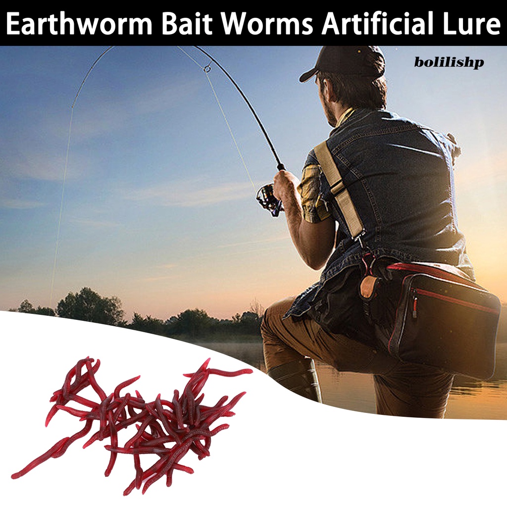 Bo-50 Pcs 3.5 cm Worm Umpan Simulasi Elastisitas Tinggi Tahan Gigit Angling Cacing Tanah Umpan Cacing Buatan Memikat Memancing Luar Ruangan