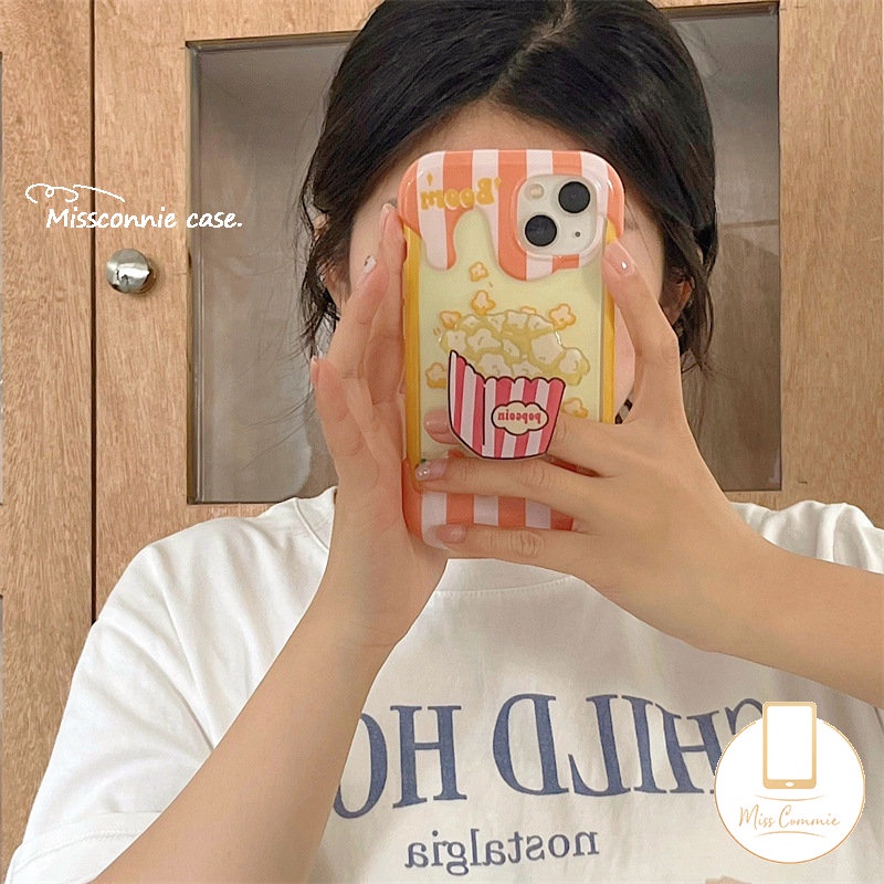 Casing Ponsel Popcorn Lucu Kompatibel Untuk IPhone XR 7Plus 11 14 12 13 Pro Max X 7 8 Plus XS Max SE 2020 INS Ice Cream Shockproof Lembut Tpu Back Cover