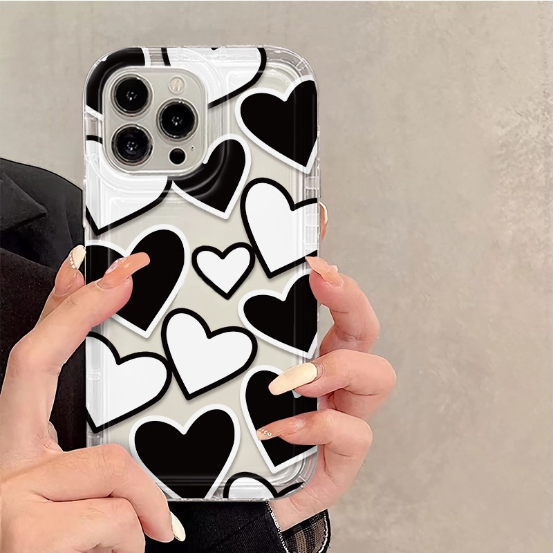 IPHONE Love Case Kompatibel Untuk Iphone14 13 12 11 Pro XS Max X Xr7 +8 Plus Casing Ponsel Lembut Transparan TPU Silikon Shockproof Cover