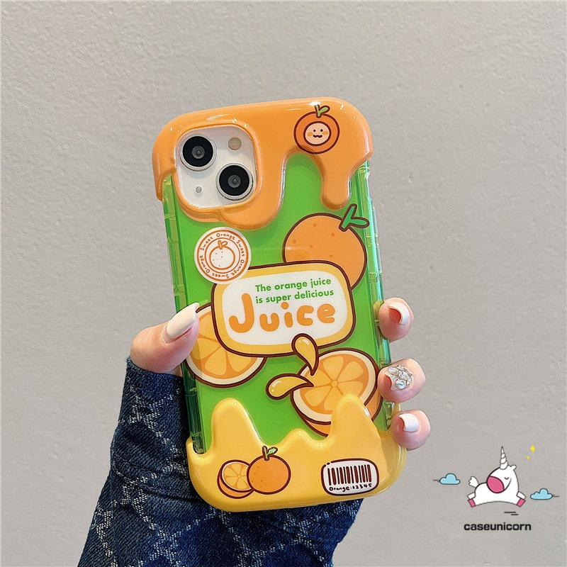 IPHONE Kompatibel Untuk Iphone14 11 13 12 Pro Max7 8 Plus XR X XS Max SE 2020 Shockproof Kreatif 3D Permen Es Krim Kartun Musim Panas Buah Buahan Lucu Peach Orange Kartun Ponsel Cover Case