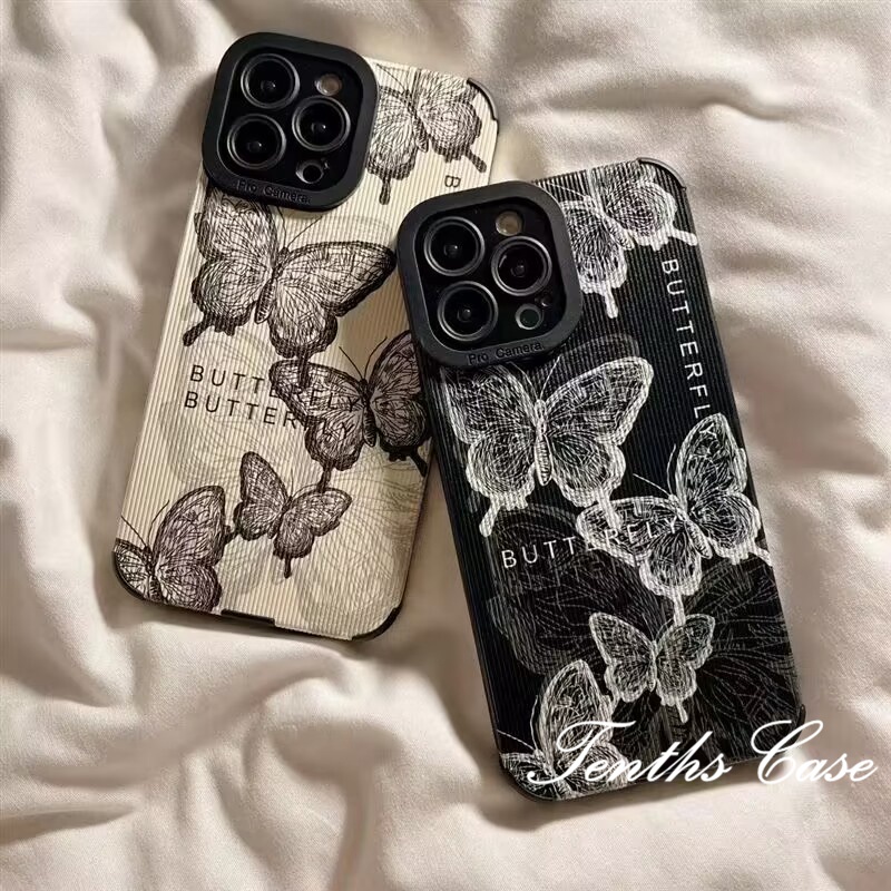 IPHONE Kompatibel Untuk Iphone14 13 12 11 Pro Max X XR Xs Max7 8 6 6s Plus SE 2020 2023 Gaya Pasangan Motif Kupu-Kupu Casing Ponsel Penutup Belakang