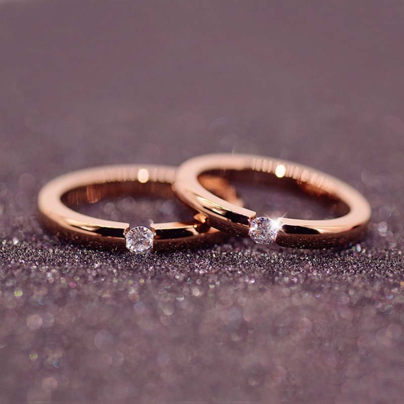 18k Rose Gold Cincin Baja Titanium Korea Cincin Pasangan Cincin Perempuan Perhiasan Hadiah