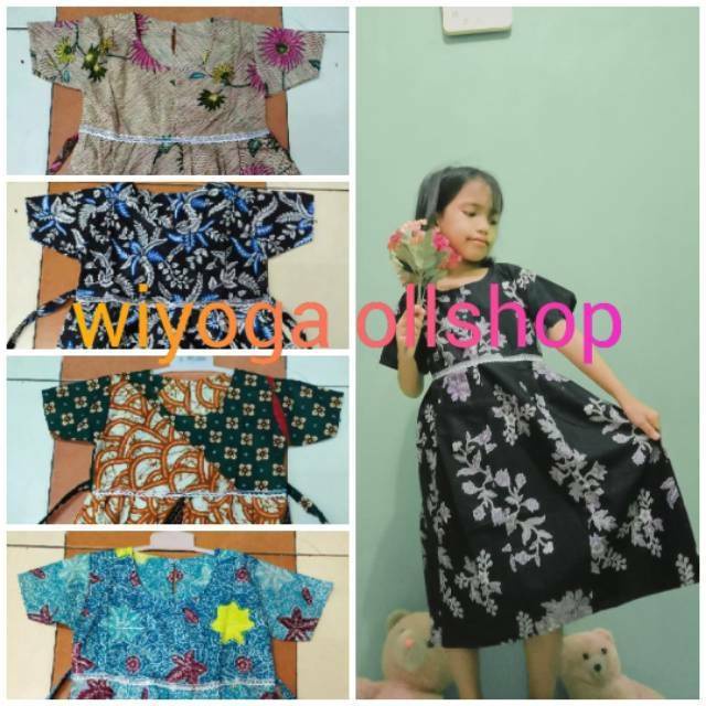 AF36 Dress batik Anak usia 4 sampai 8Tahuni - batik Anak Harga ecer bisa COD/ baju batik anak peremp
