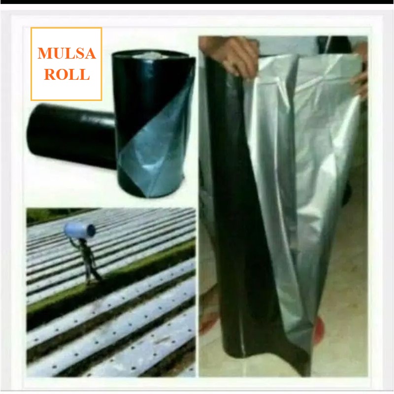 plastik mulsa hitam perak 60cm 1 roll berat 5kg