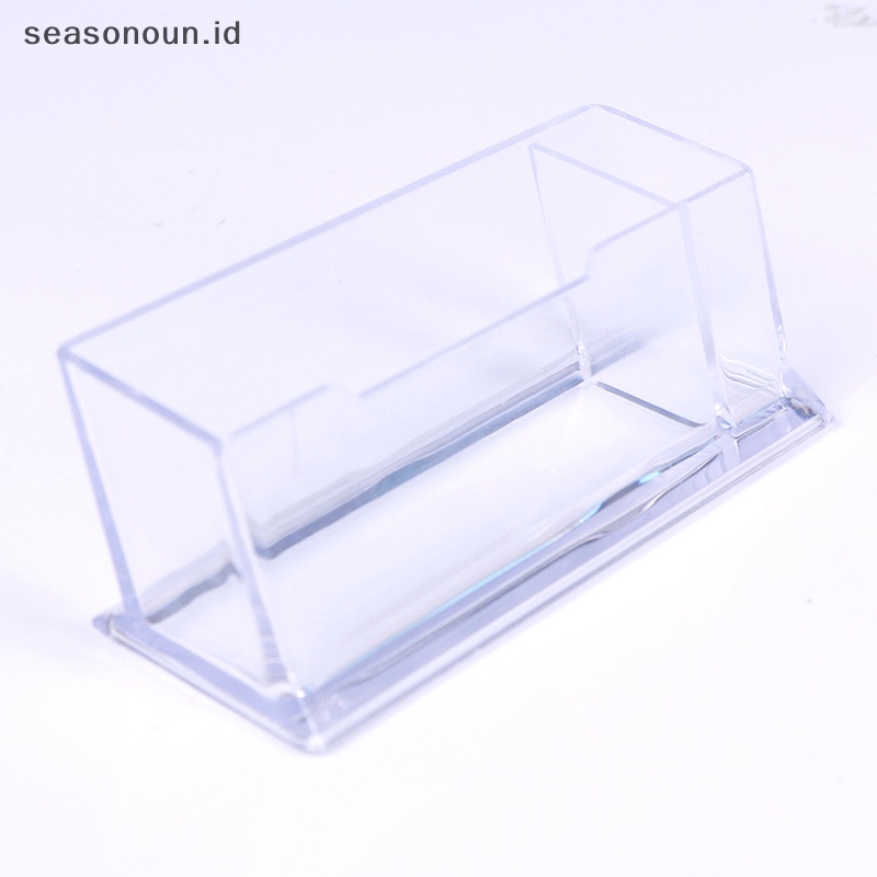 Seasonoun 2cells Acrylic Desktop Tempat Kartu Nama Pen holder Display.