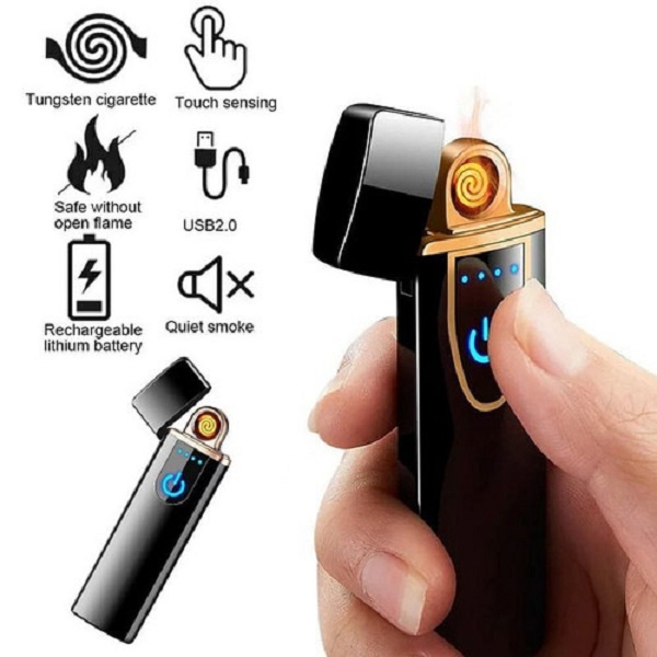 Korek Api LED Sensor Sentuh Elektrik Fingerprint Touch Rechargeable