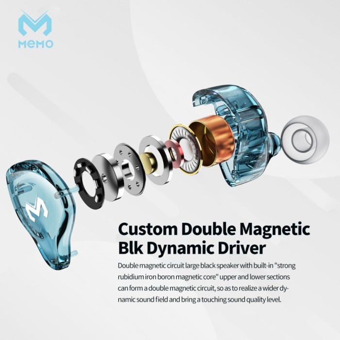 Memo X1 Earphone Gaming In Ear Monitor Dual Magnetic Dynnamic Driver