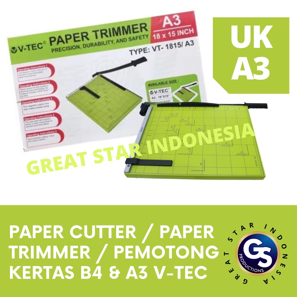 

PAPER CUTTER / PAPER TRIMMER / PEMOTONG KERTAS B4 & A3 V-TEC