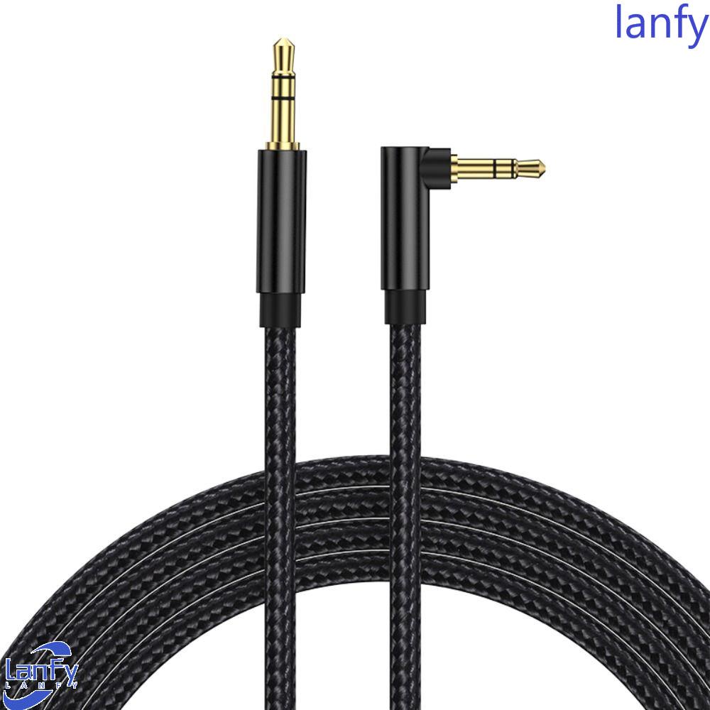 Lanfy Kabel Audio Aux 1PC Stereo JBL Headphone Speaker Kawat Aux Mobil Sudut Kanan Speaker Mobil Headphone Adapter Line Audio Adapter