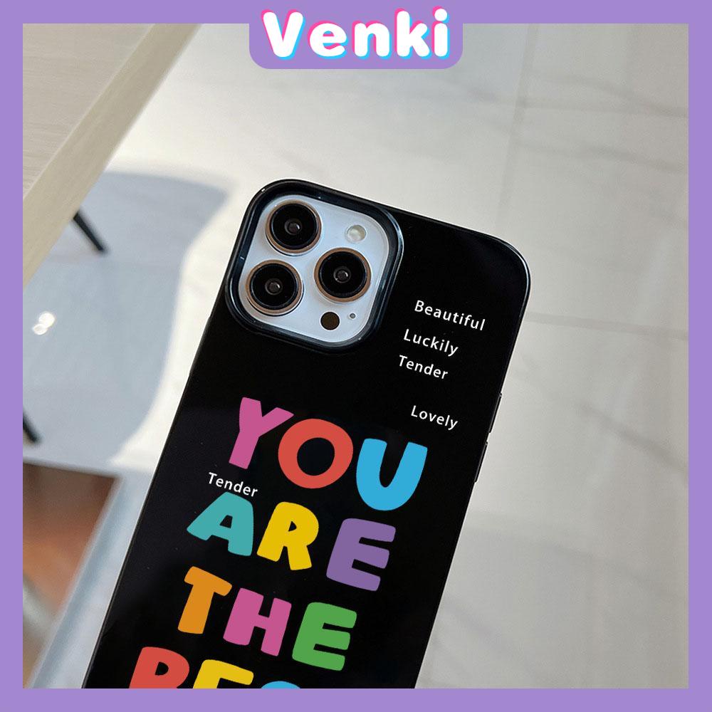 VENKI - For iPhone 11 iPhone Case Black Glossy TPU Soft Case Shockproof Protection Camera Interesting Colored English Compatible with iPhone 14 13 Pro max 12 Pro Max xr xs max 7 8