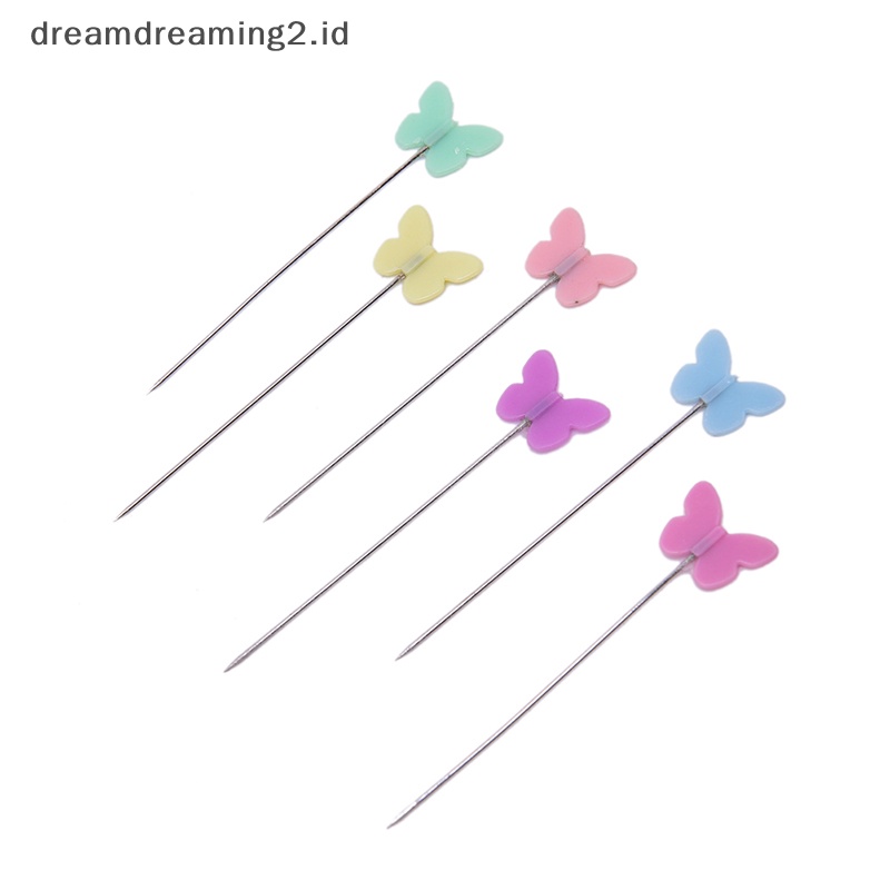 (drea) 100pcs/lot Aksesoris Jahit Pin Patchwork Dengan Kotak DIY Kancing Kepala Pin DIY//