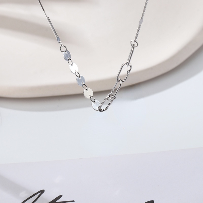 S925 Sterling Silver Kalung Rantai Melingkar 18K Emas Kalung Wanita Ringan Mewah Disambung Rantai, Elegan Dan Bertekstur Rantai Samping