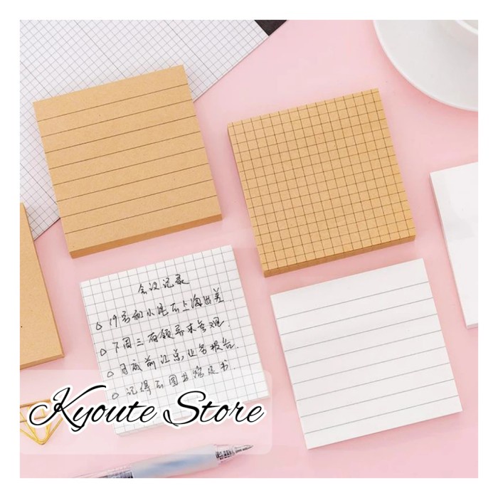 

[READY] Sticky Notes Simpel Grid Polos Garis Craft Scrapbook DIY Bujo Planner - Kotak Cokelat