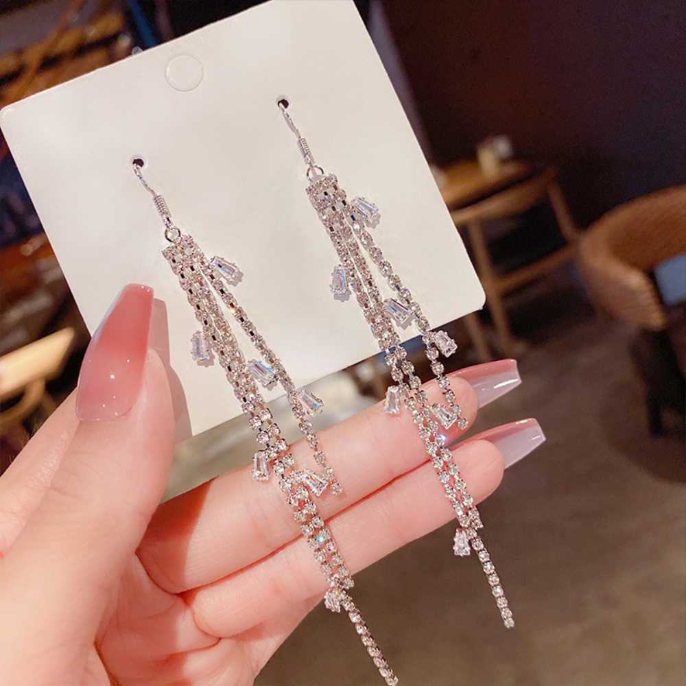 Deartiara Korea Ins Super Abadi Gaya Zirkon Rumbai Anting Earhook Untuk Fashion Wanita Dan Anting-Anting Indah Wanita