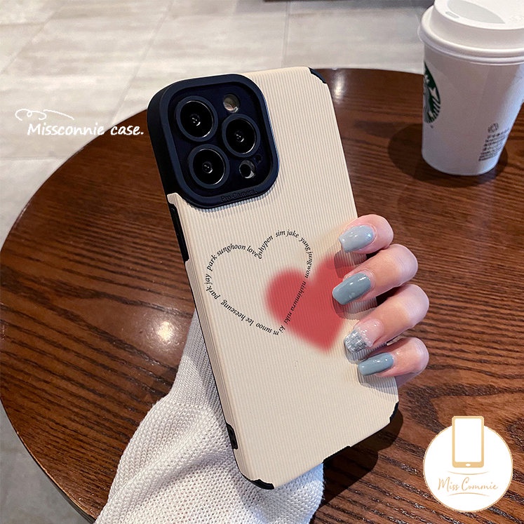 Casing Ponsel Tekstur Kulit Mewah Untuk iPhone 7Plus 11 12 13 14 Pro Max XR X 7 8 Plus XS Max Shockproof Simple Love Heart Silikon Lembut Tpu Penutup Belakang