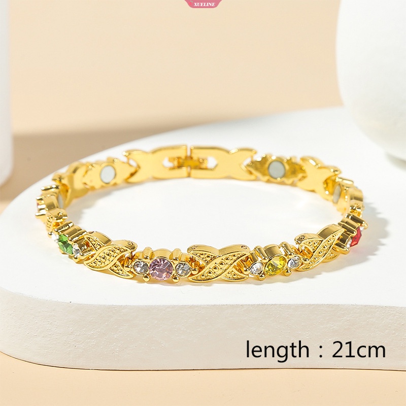 Fashion Baru Wanita Kristal Berlian Gelang Emas Dan Perak Rose Gold Gelang Penurunan Berat Badan Gelang Terapi Magnet [ZXL]