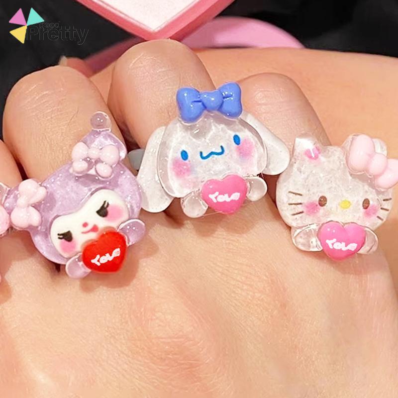 Cincin Couple Plastik Bahan Warna Lucu korea Fashion Sederhana Gaya Untuk Pria Dan Wanita - PD