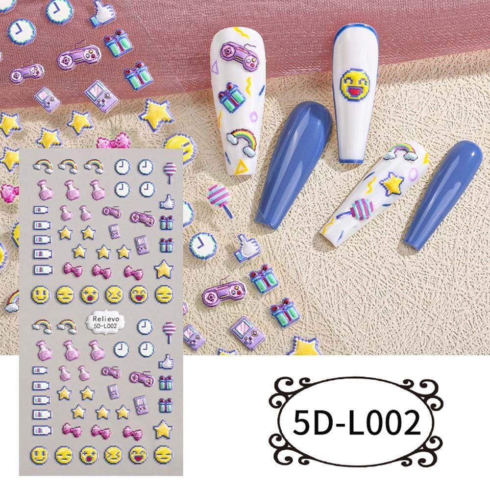 AUGUSTINA Agustinina Stiker Kuku Kartun Wanita Warna-Warni Cinta Hati Hewan Kucing Anjing Dekorasi Kuku