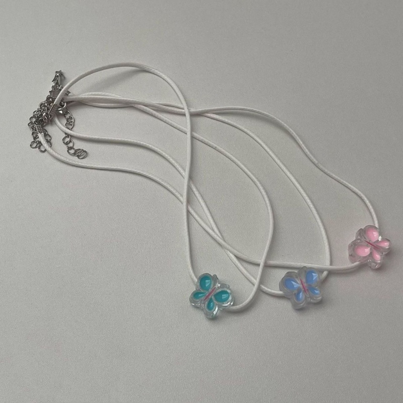 Siy Korea Tali Kulit Kupu-Kupu Kalung Wanita Choker Gaya Gotik Tali Kalung Punk Kerah Untuk Gadis Streetwear Chocke