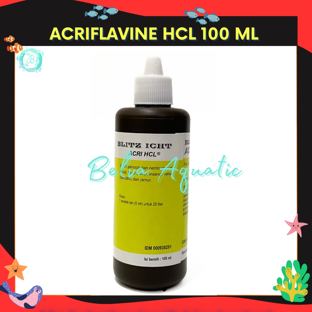 Acriflavine HCL BPC CAIR 100ml Obat Ikan Pembusukan Insang Jamur Infeksi Kulit Velvet HCL BPC 100cc Obat Cair Ikan Hias Cupang Guppy