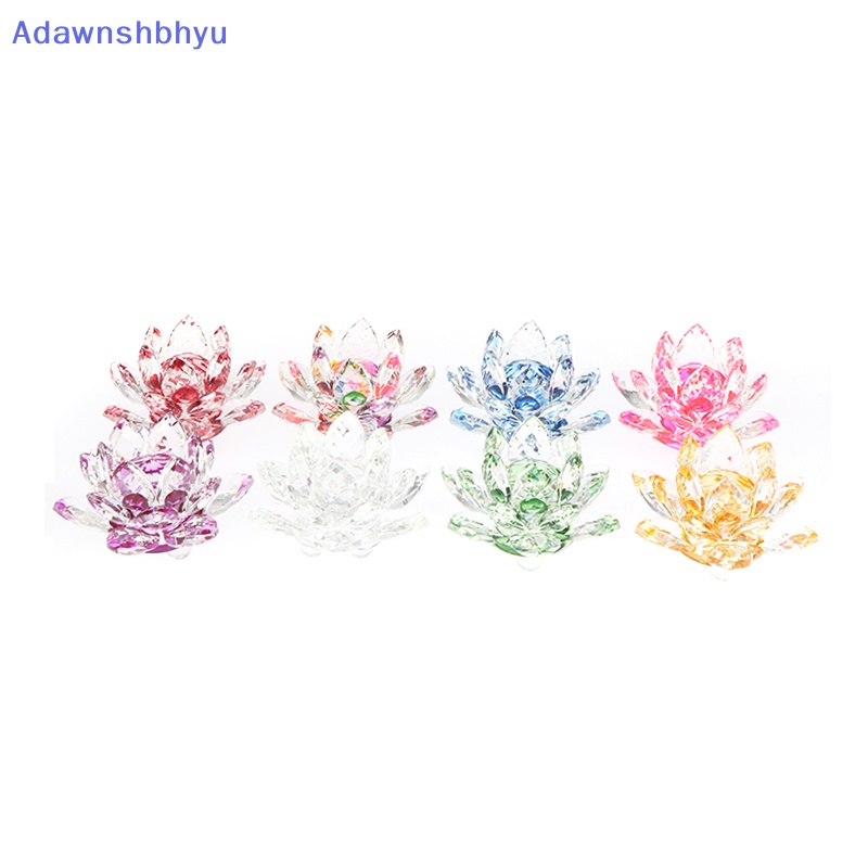 Adhyu 60mm Kristal Lotus Bunga Kerajinan Kaca Fengshui Ornamen Patung Hadiah ID