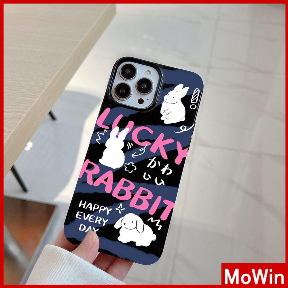 For iPhone 14 Pro Max iPhone Case Black Glossy TPU Soft Case Shockproof Protection Camera Cartoon Cute Rabbit Compatible with iPhone 13 Pro max 12 Pro Max 11 xr xs max 7Plus 8Plus