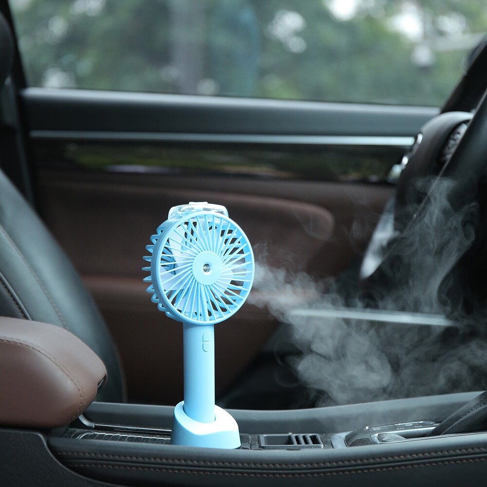 Kipas Angin Meja Humidifying Spray Portable Fan - Blue