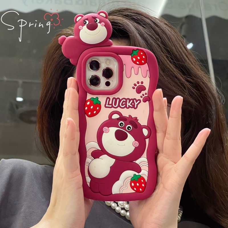 Bear Strawberry Jam Silikon Case Telepon Anti Jatuh Iphone11/13/14ProMax Untuk IPhone 12pro