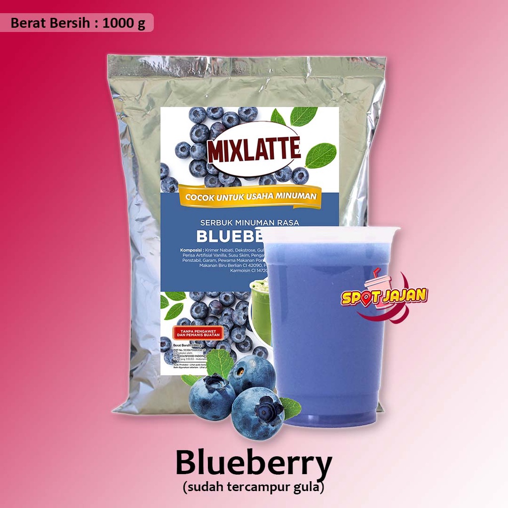 

MIXLATTE Blueberry 1 kg Bubuk Minuman Dengan Gula / Serbuk Instan Rasa Buah