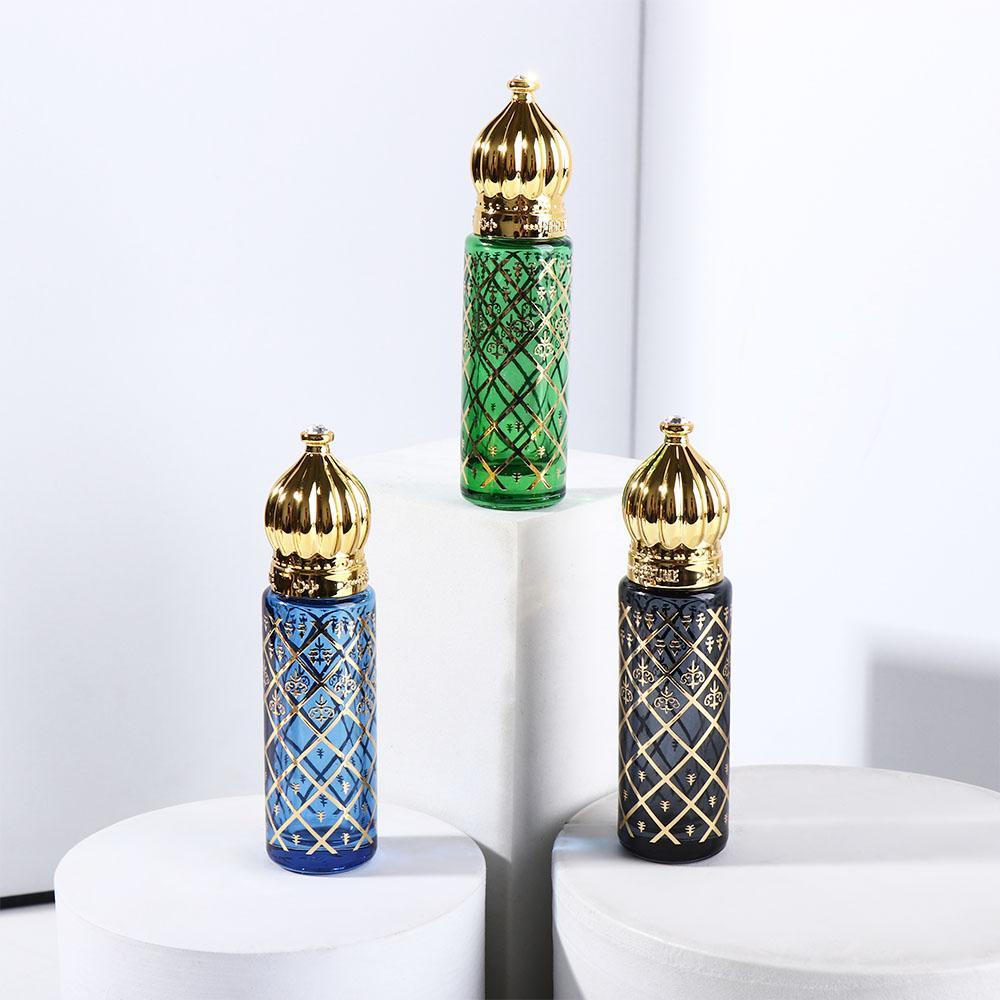 [Elegan] Botol Roller Kaca Mahkota Emas Mewah Dengan Roll On Oil Vial Storage Wadah Isi Ulang Cairan Kosmetik Terpisah