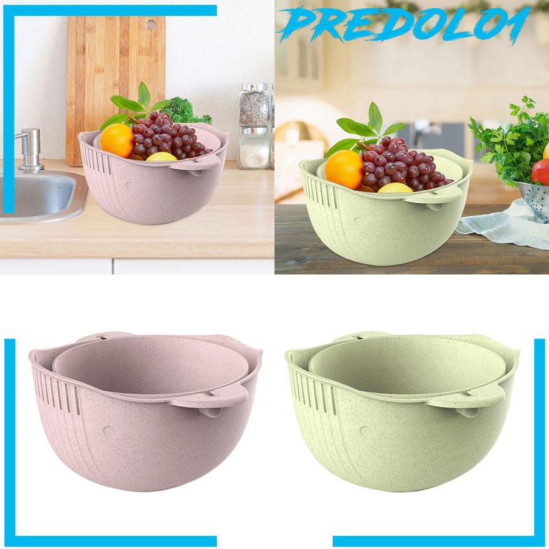 [Predolo1] Rotatable Drainer Membilas Double Layer Drain Basket Untuk Anggur Pasta Kubis